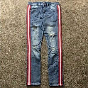 Men’s Striped Ripped Jeans